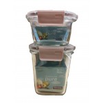 Glasslock Pure Sand Pink Rectangular Container SET